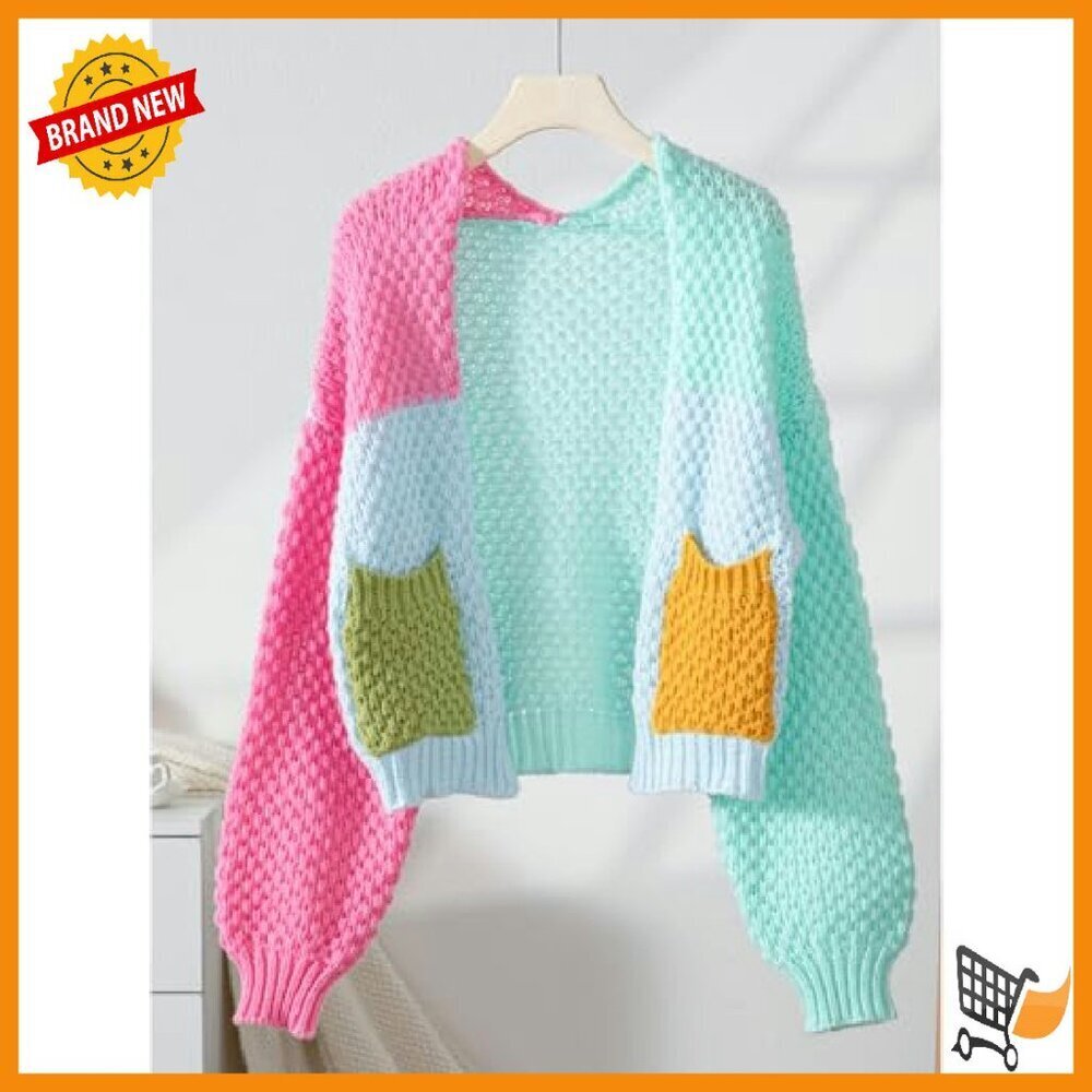 Long Sleeve Chunky Cable Knit Oversized Sweater Cardigan Women's - Picture 3 of 7